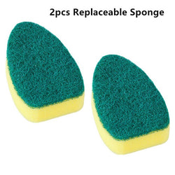 Replaceable Cleaning Brush With Refill Liquid Handle Scouring Pad Sponge Brush Dispenser Dish Scrubber Home Washing Tool