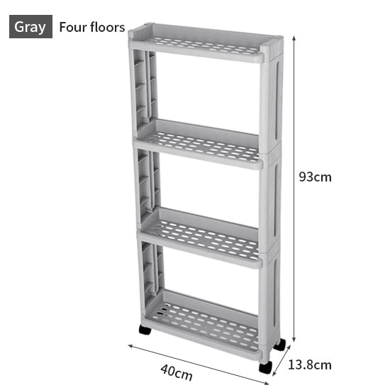 1pc Kitchen/bathroom/gap/any Room Storage Rack With Three/four Layers.  Rigorous, Durable And Beautiful. Easy Installation And Demountable. The  Wheels Have Buckles To Keep It Even With Heavy Objects. Ideal For Narrow  Spaces And