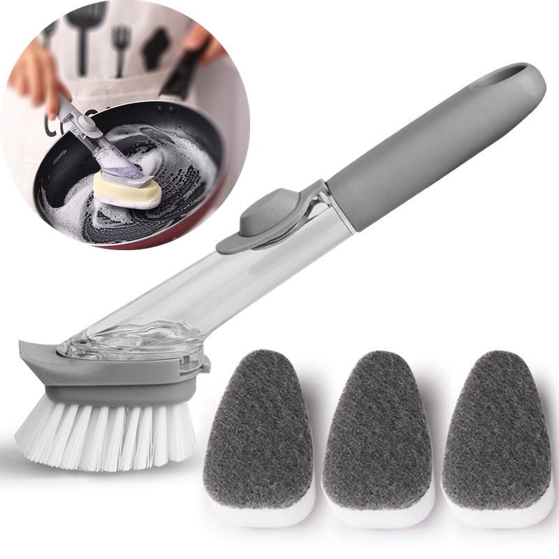 Kitchen Pot Wash Brush Dish Cleaning Tools Long Handle Dishwashing Sponge  Liquid Soap Dishwasher Gadgets Home Utensils Supplies