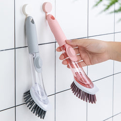 Kitchen Dishwashing Brush Long Cleaning Brush w/Liquid Dispenser