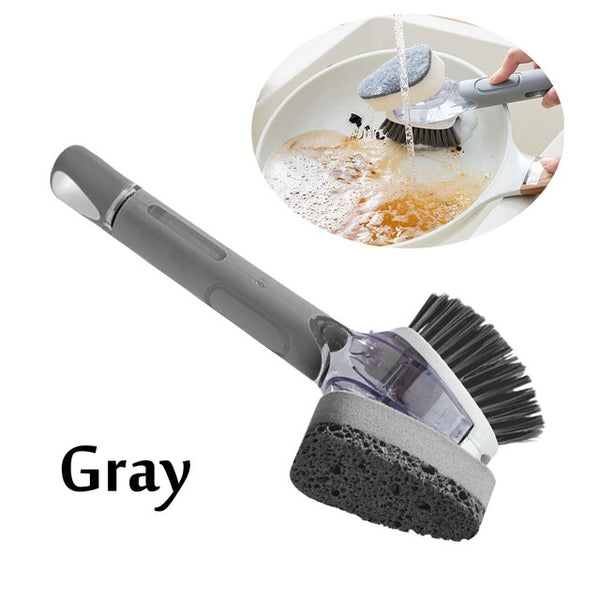 2 LIQUID SOAP DISPENSER SPONGES Long Refill Handle Dish Washing Up Scourer  Brush